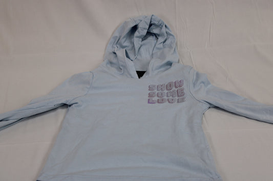 "Show Some Love" printed long sleeve hooded shirt, Girl's 8