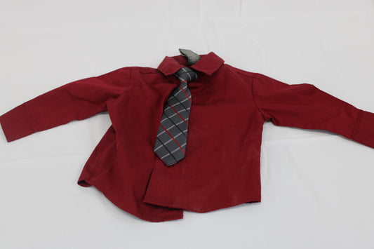Docker's dress shirt and tie combo, red, 18M