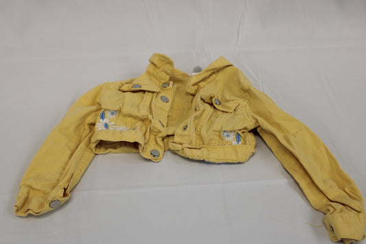 Denim 3 button floral jacket, yellow, 18M