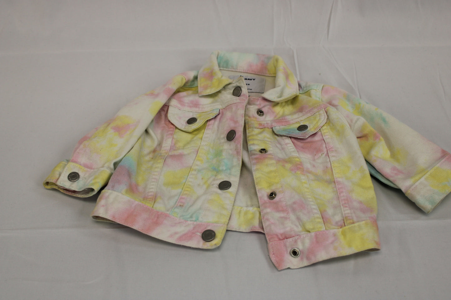 Old Navy 3 button tie dye denim jacket, 12-18M