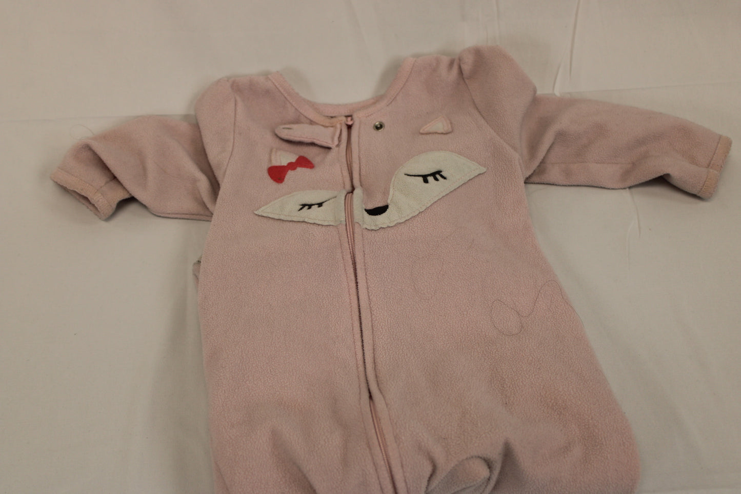Carter's fleece onesie sleeper, pink fox, 18M