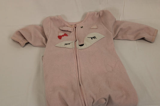 Carter's fleece onesie sleeper, pink fox, 18M