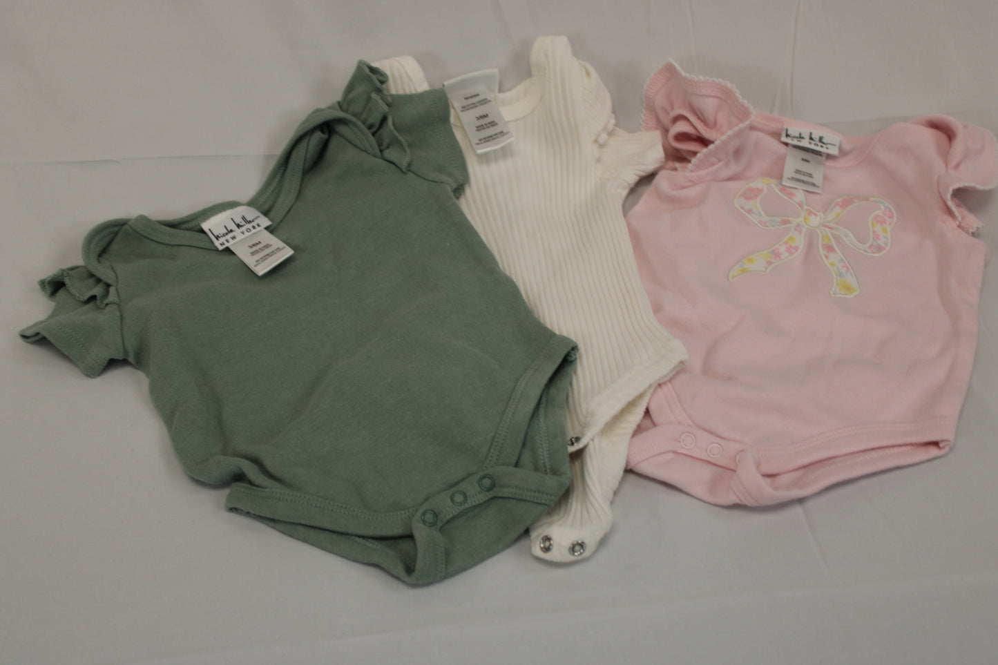 Nicole Miller 3 piece onesie bundle set, 3-6M