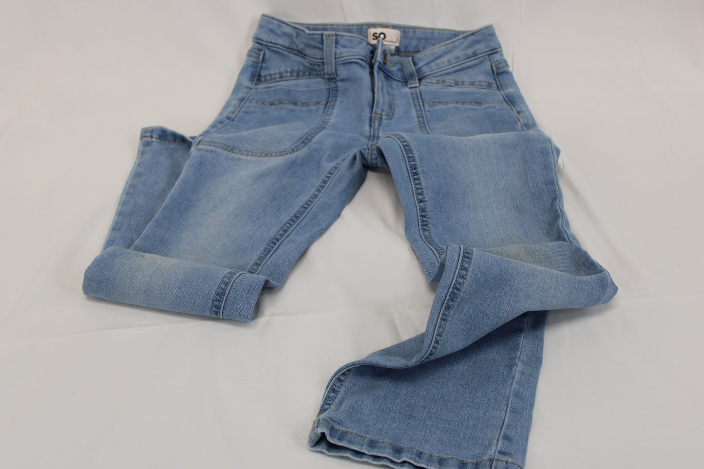 SO boot cut medium wash jeans, Girl's 8