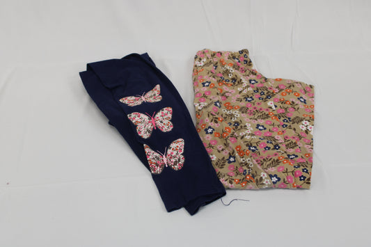 Limited Too 2 piece leggings bundle, floral butterflies, Girl's 8