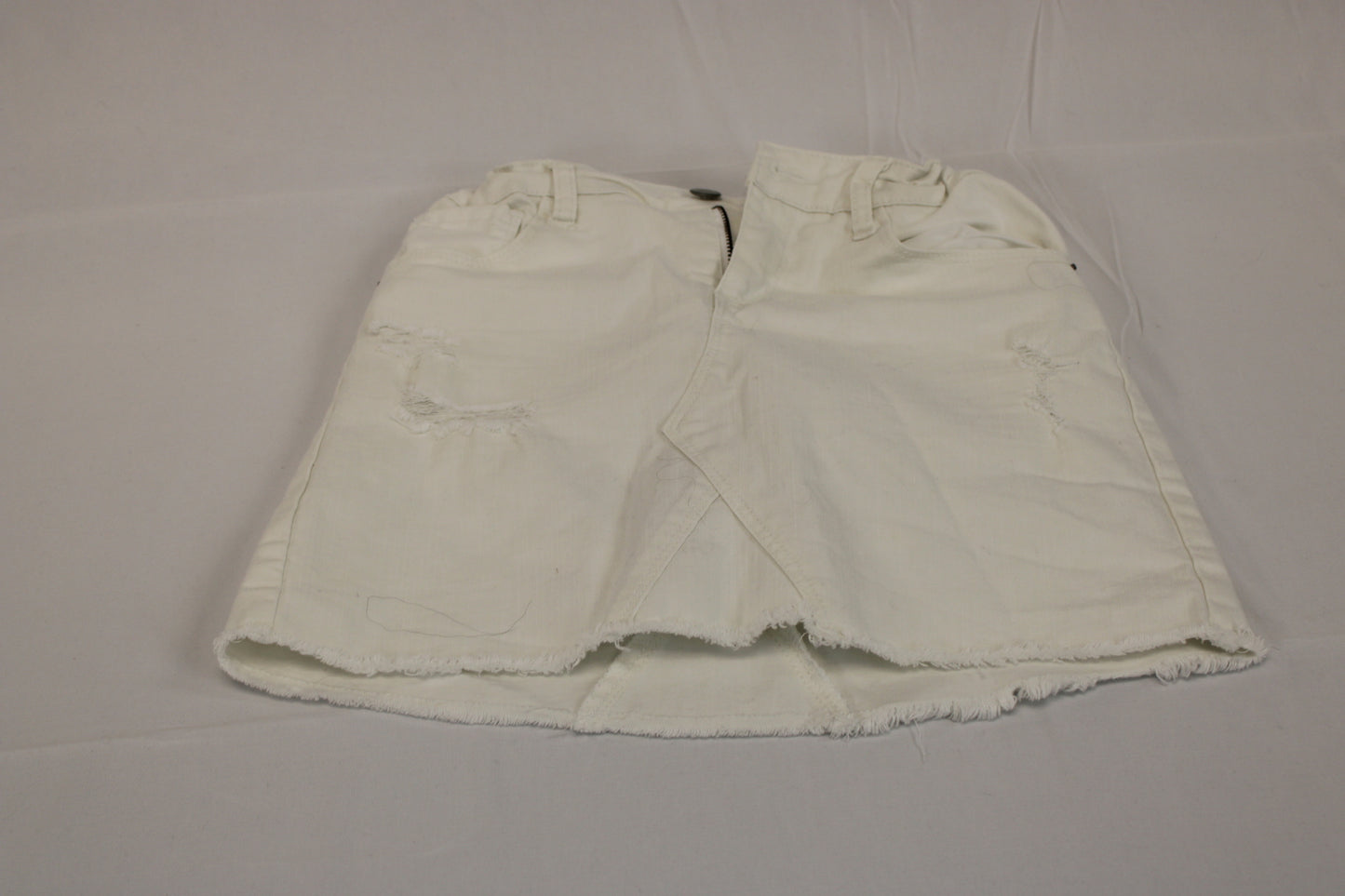 Hippie Girl cutoff denim skirt, white, Girl's 12