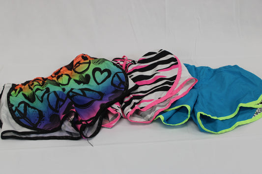 Justice mesh lined breathable shorts 3 piece bundle set, Girl's 10