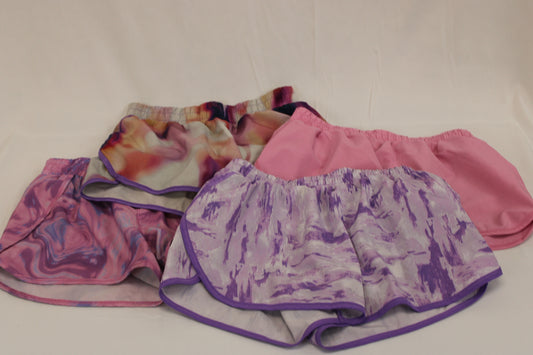 Mesh lined breathable athletic shorts 4 piece bundle, Girls 10-12