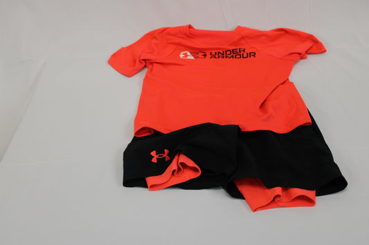 Under Armour Heat Gear moisture wicking 2 piece w/built in compression shorts, Boy's XS (4-5)