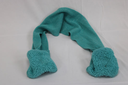 Wool scarf with built-in hand warmer, teal, Youth