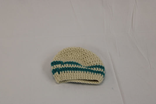 Infant knitted stocking cap, beige, one size