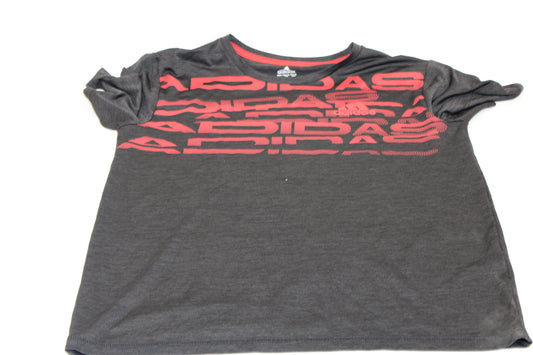 Adidas polyester moisture wicking t-shirt, blk/red, Boy's XL