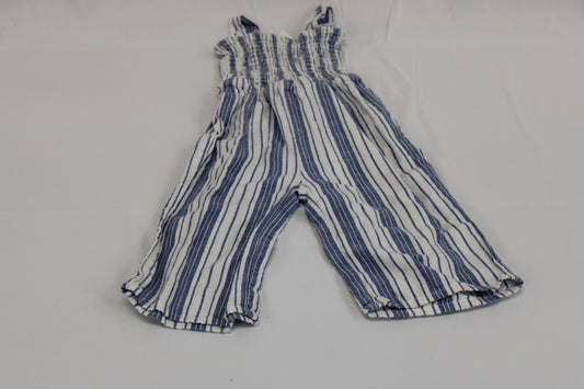 Osh Kosh sleeveless jumpsuit, navy stripe, Girl's 2T