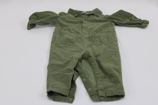 Old Navy full snap jumpsuit, olive, 18-24M