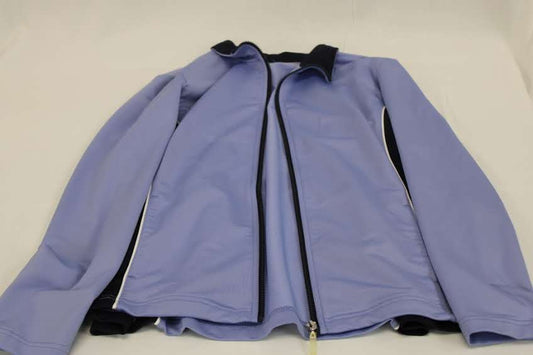 Karen Scott polyester athletic full zip jacket, blue, Women's M