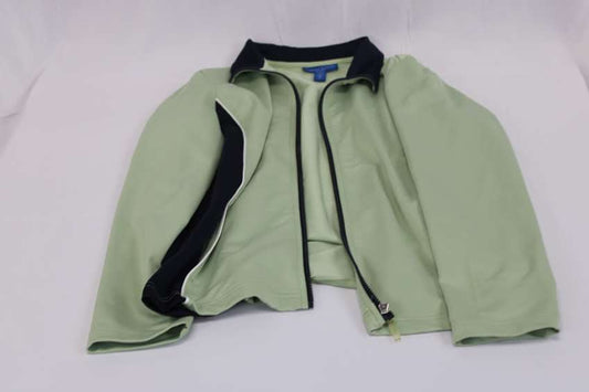 Karen Scott polyester athletic full zip jacket, green, Women's M
