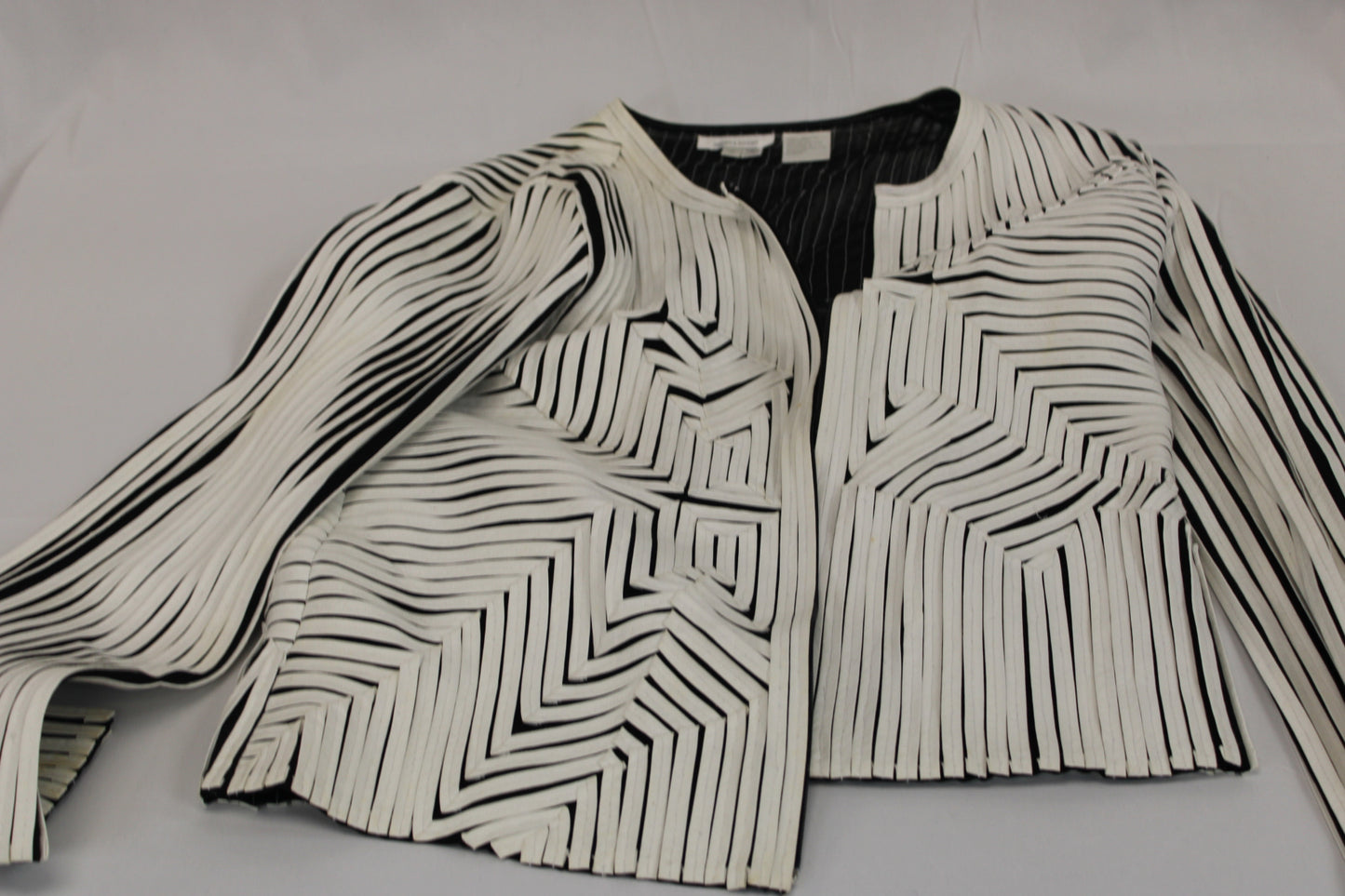 Andrea Rosati woven full zip blazer, black/white, Women's 12