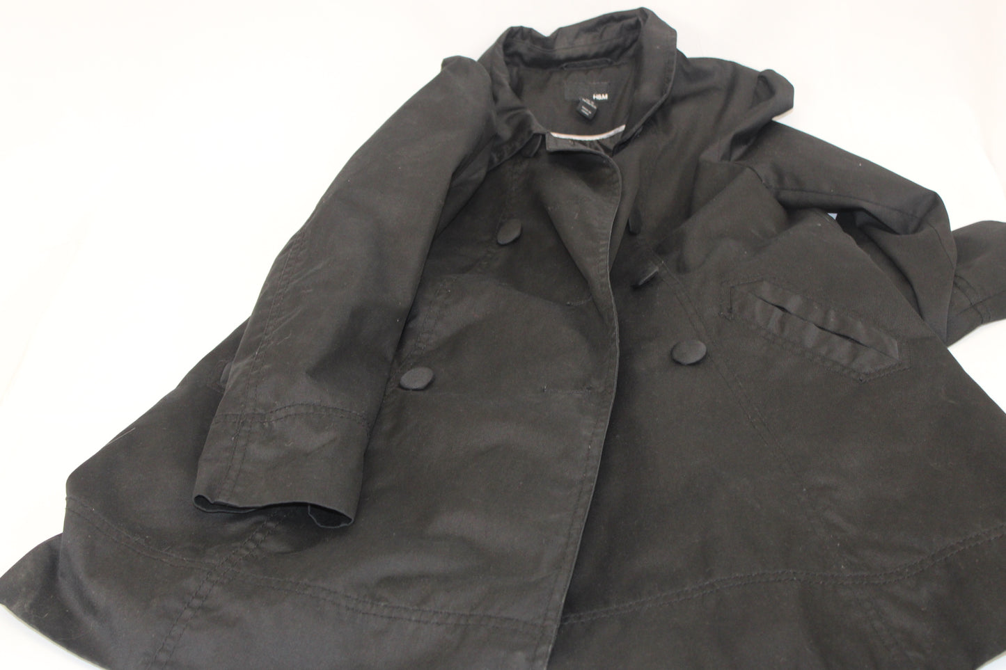 H&M 3 button 3/4 length trench coat, black, Women's 10