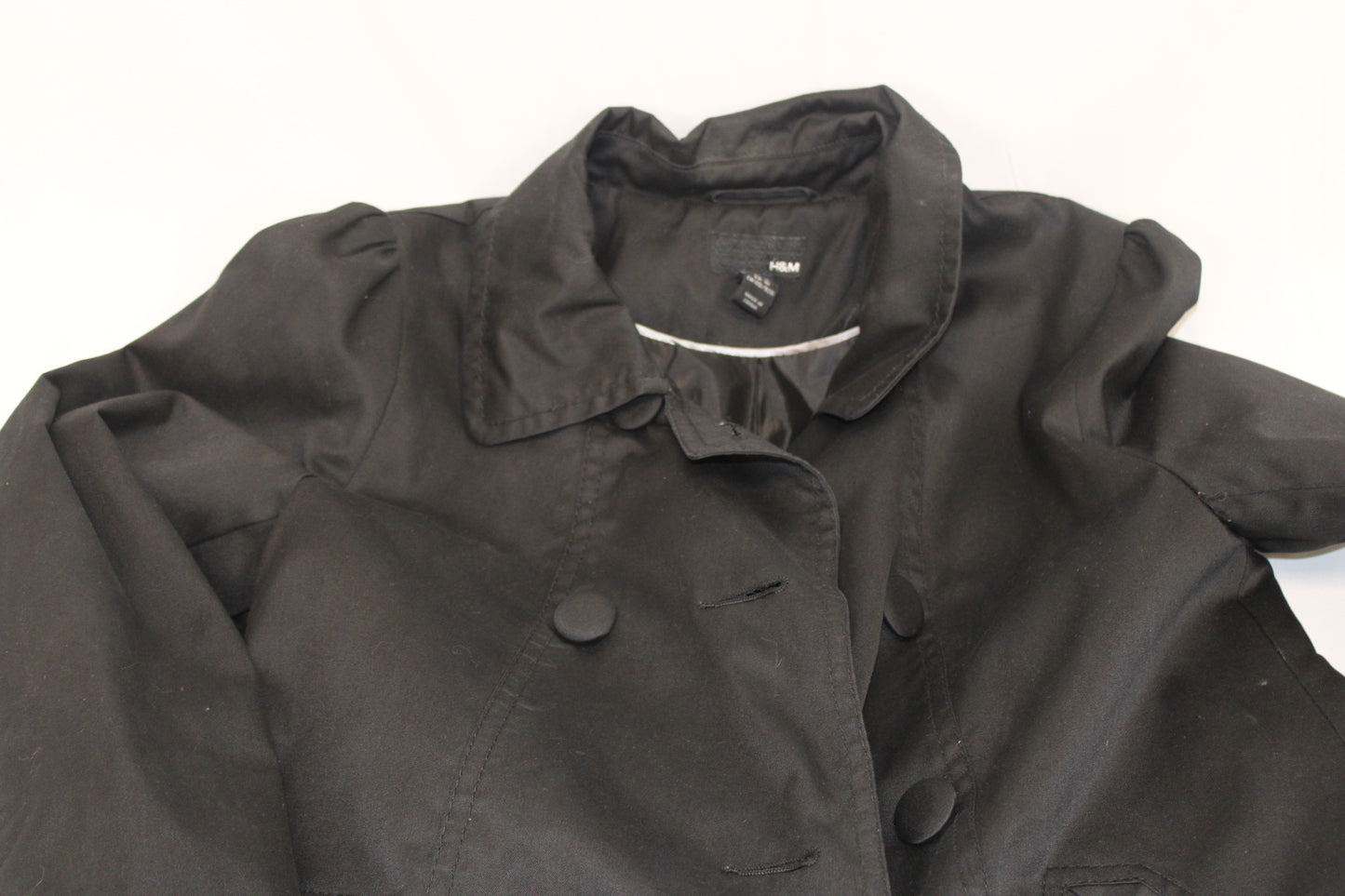 H&M 3 button 3/4 length trench coat, black, Women's 10