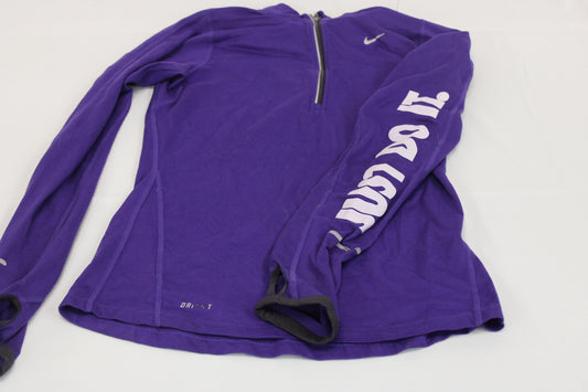 Nike Dri-Fit quarter zip athletic jacket, purple, Women's XS