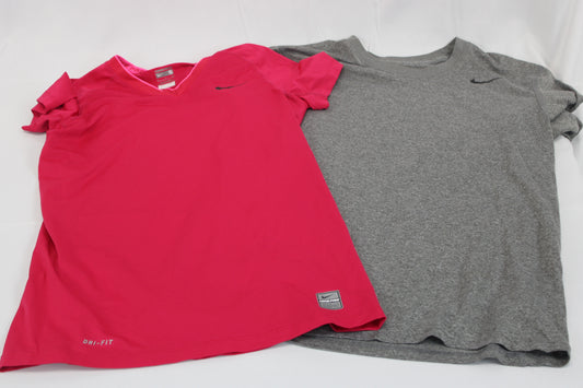 Nike Dr-Fit moisture wicking t-shirt 2 piece bundle set, pink/gray, Women's S