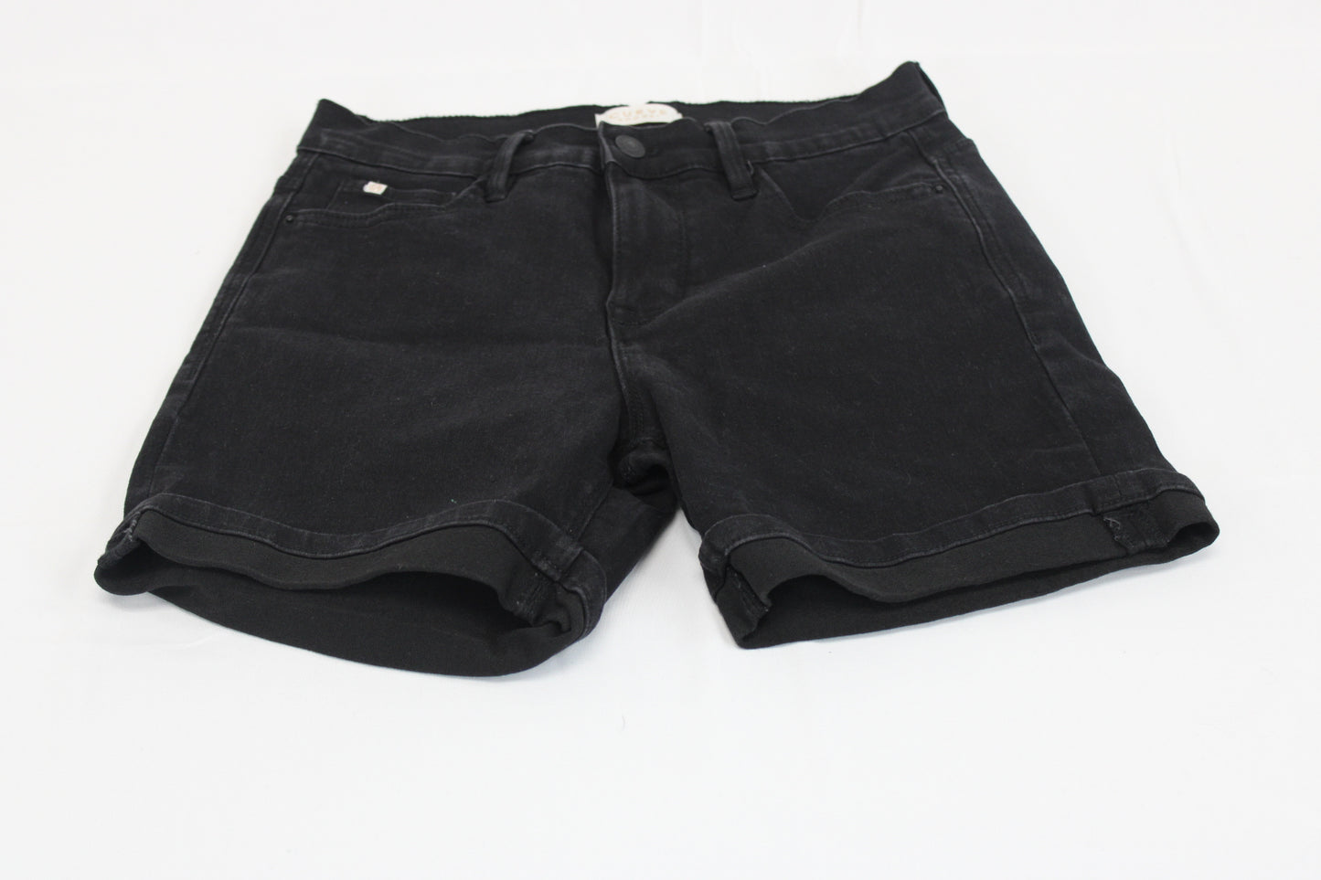 Curve Appeal stretch waist black denim short, Women's 4