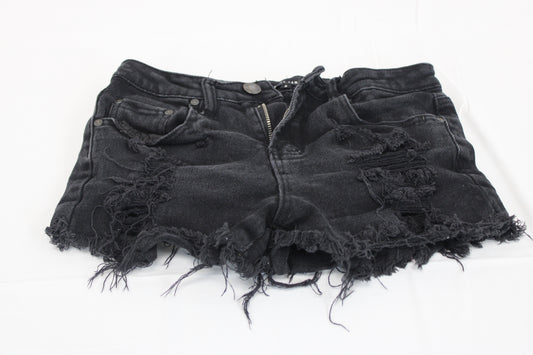 Almost Famous ripped front black denim short, Women's 3