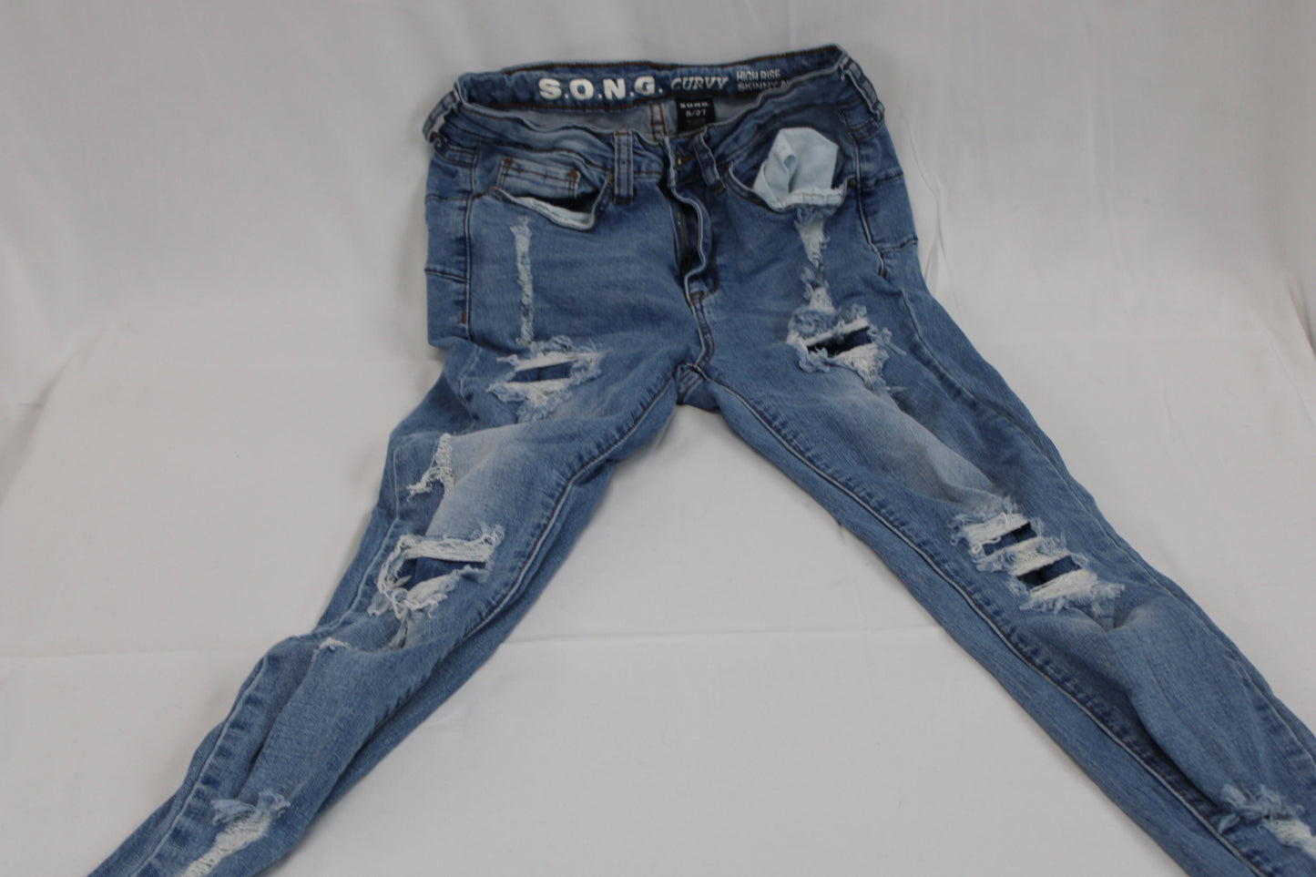 SONG light wash high rise skinny jeans, Women's 5