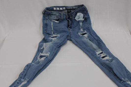 SONG light wash high rise skinny jeans, Women's 5