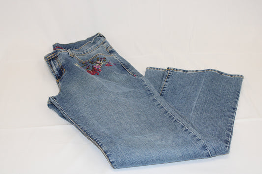 Lena Jeans floral embroidered boot cut jeans, Women's 8