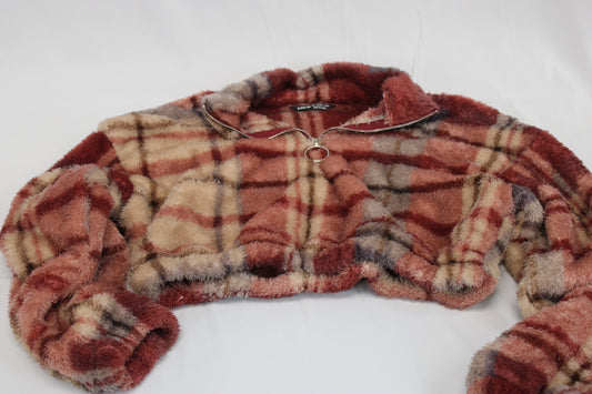 Shein cropped plaid fleece sweatshirt Women's L