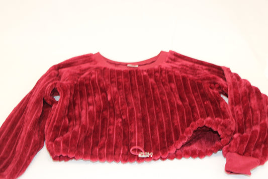 No Boundaries fleece ribbed sweater, red, Women's S