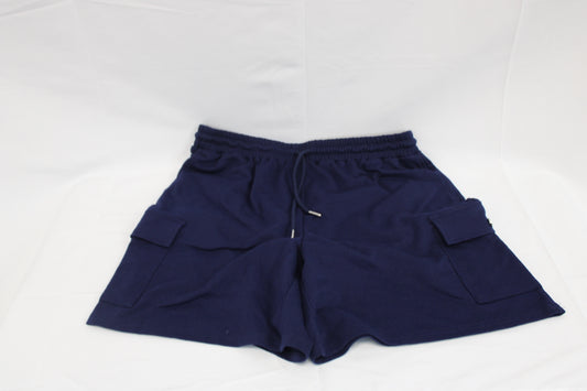 Ivir drawstring cotton cargo short. navy, Women's XL