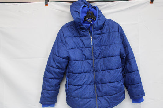 Faded Glory fleece lined jacket w/ hood, blue, Boy's 14-16