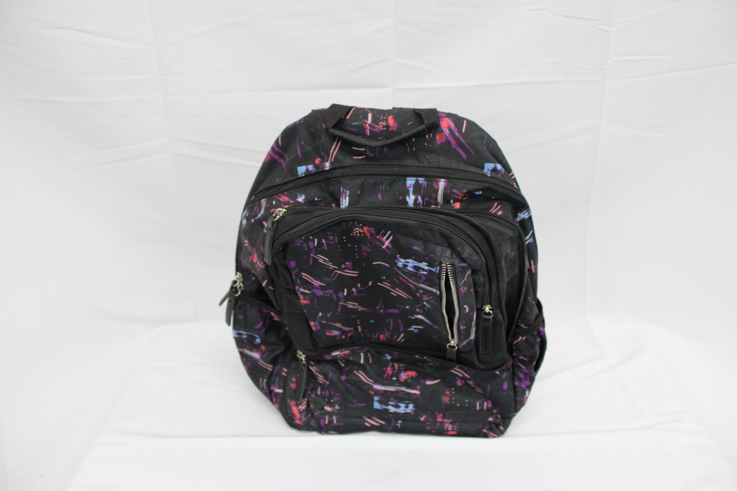 Eastsport nylon 5 pocket backpack, black/purple