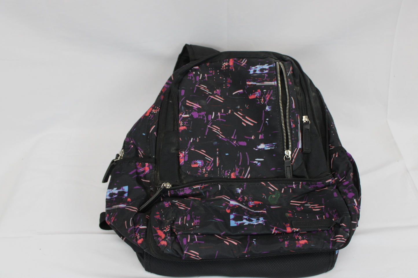 Eastsport nylon 5 pocket backpack, black/purple
