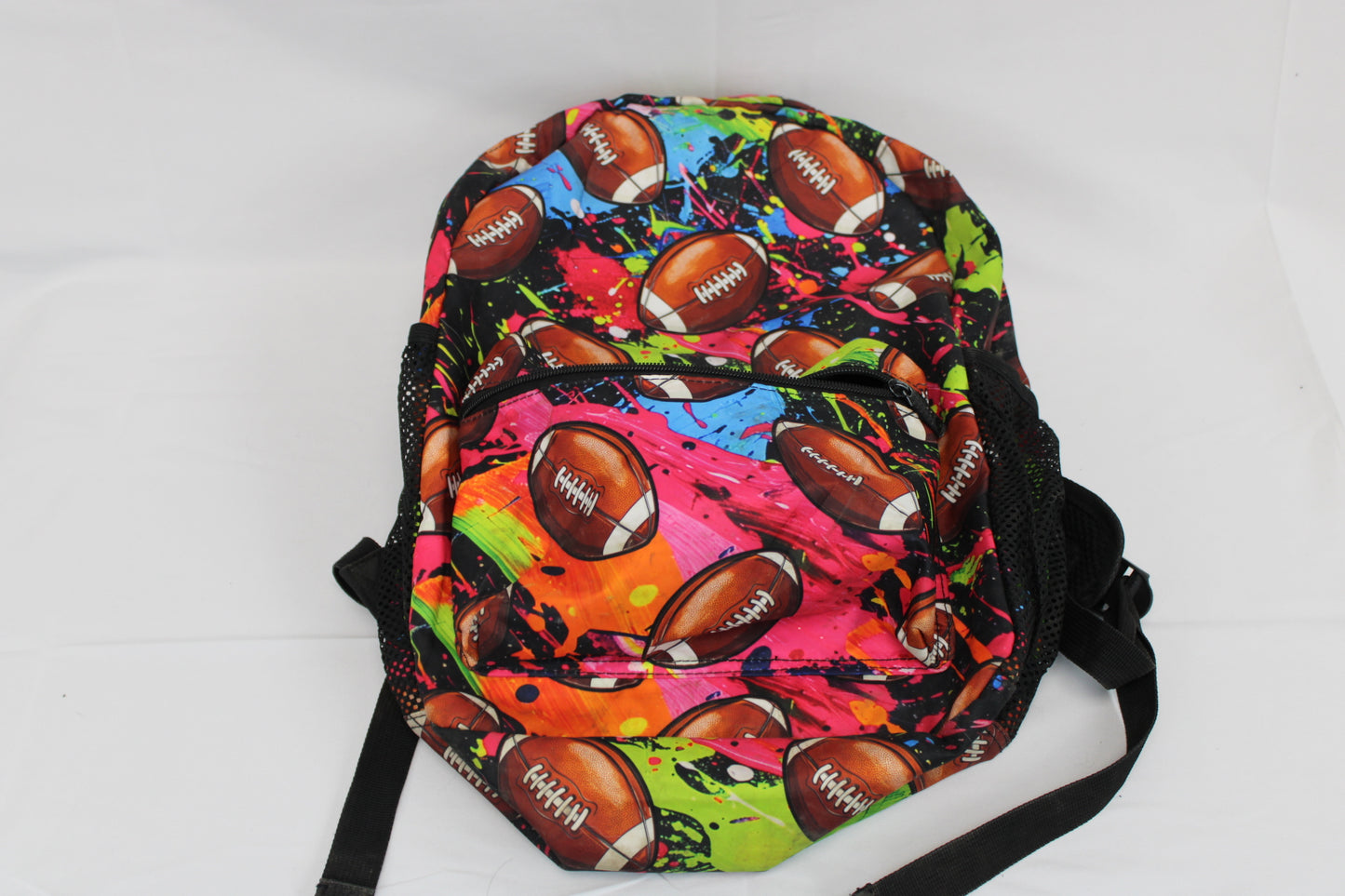 Football themed multi-color nylon backpack