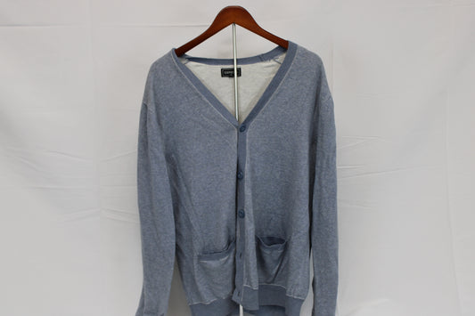 Express cotton cardigan sweater, blue, Men's XL