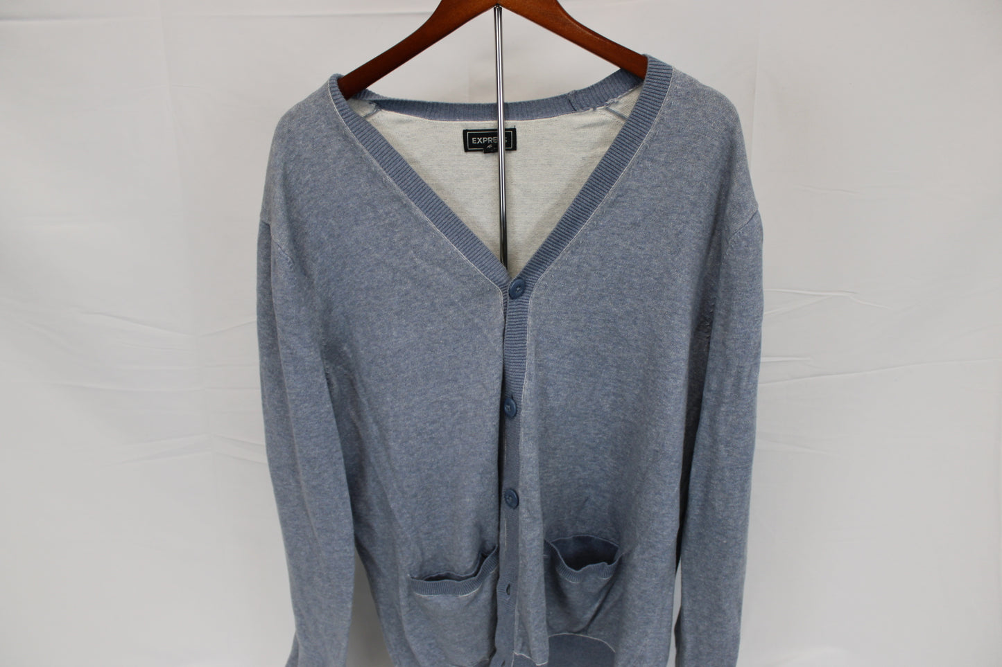 Express cotton cardigan sweater, blue, Men's XL