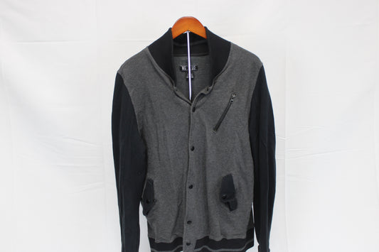 Urban Outfitters bomber style cardigan sweater, gray/black, Men's XL