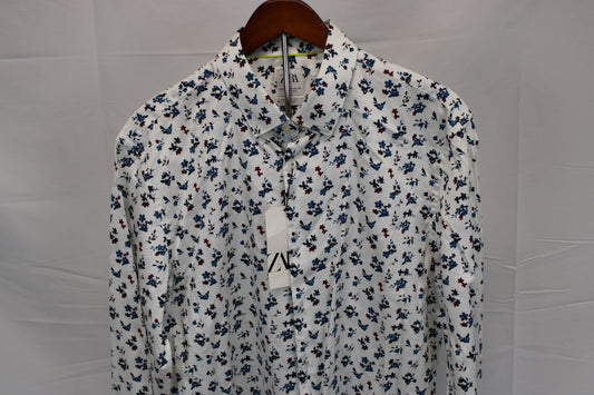 Zara slim fit floral print dress shirt, Men's XXL (new)