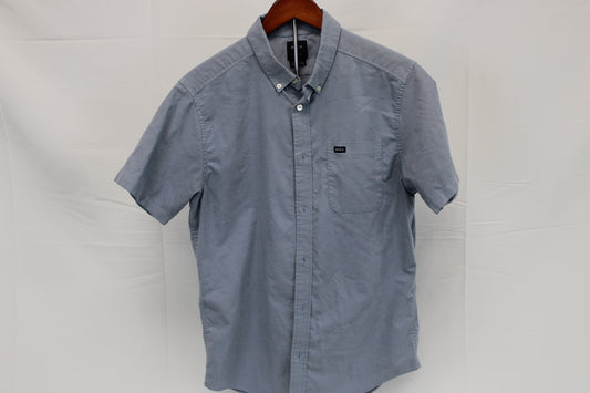 RVCA short sleeve button down slim fit dress shirt, Men's M