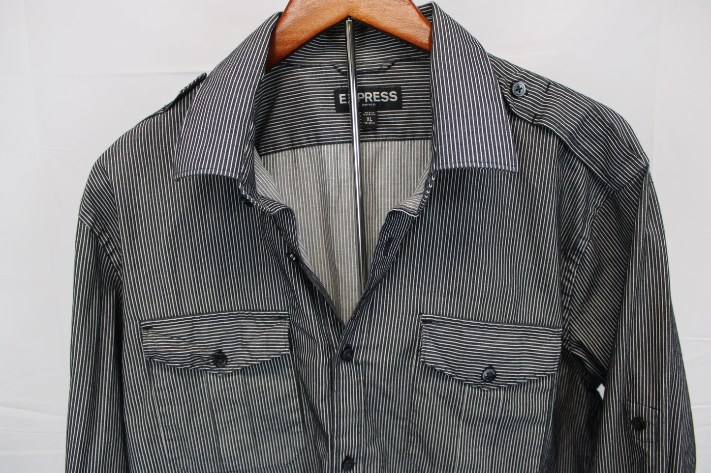 Express striped fitted dress shirt, Men's XL
