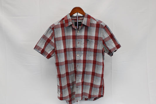 Hurley short sleeve plaid shirt, white/red, Men's M
