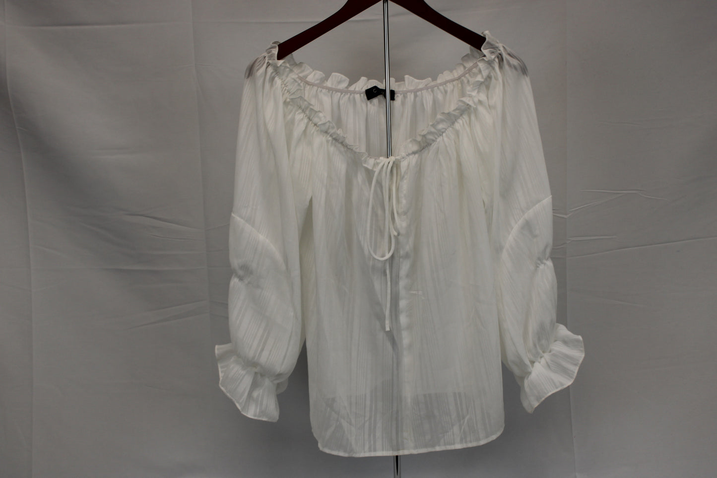 Chic Me sheer long sleeve blouse, white, Women's M