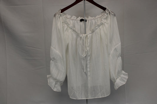 Chic Me sheer long sleeve blouse, white, Women's M