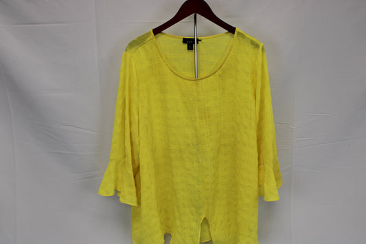 Alyx 3/4 sleeve sheer blouse, yellow, Women's XXL