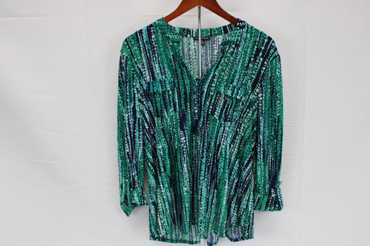 Ava & Grace 3/4 sleeve button down polyester blouse, Women's XL