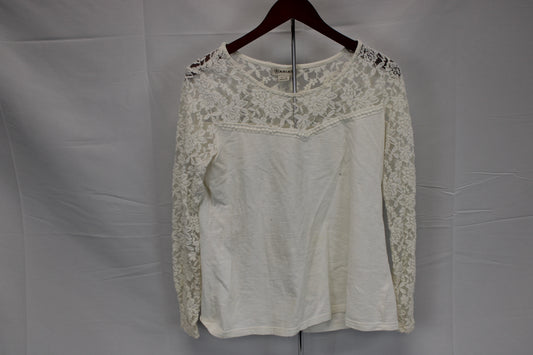 Ariat long sleeve lace top, white, Women's XL