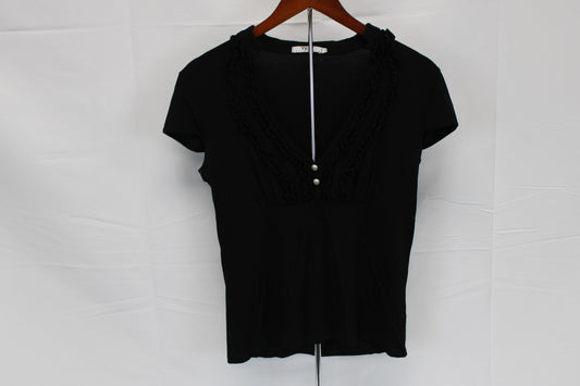 T & T Collection v-neck short sleeve cotton top, Women's XL